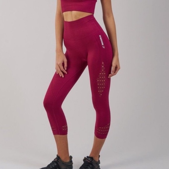 Gymshark Pants - Gymshark Energy + Seamless Crop Leggings Beet XS